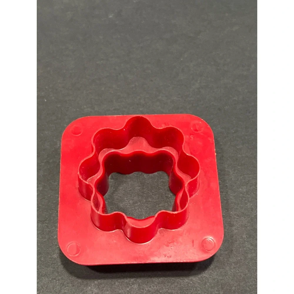 Vintage Tupperware Cookie Cutter Set Red Scalloped Square & White Round Doughnut